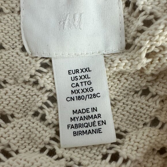 H&M XXL Knit Cream Cropped Camisole Top Lace Detail Design - Picture 3 of 4